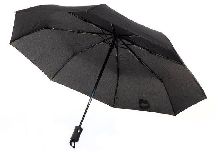 Sammenleggbar paraply oppslått fra siden